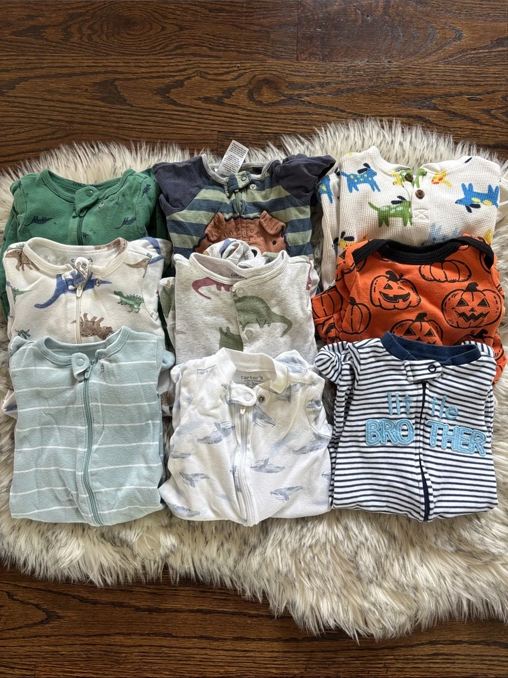 0-3M 9 Baby Boy Footies Bundle Clothes